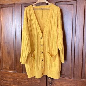 torrid Mustard Yellow Ribbed Long Button-Front Cardigan Size 5